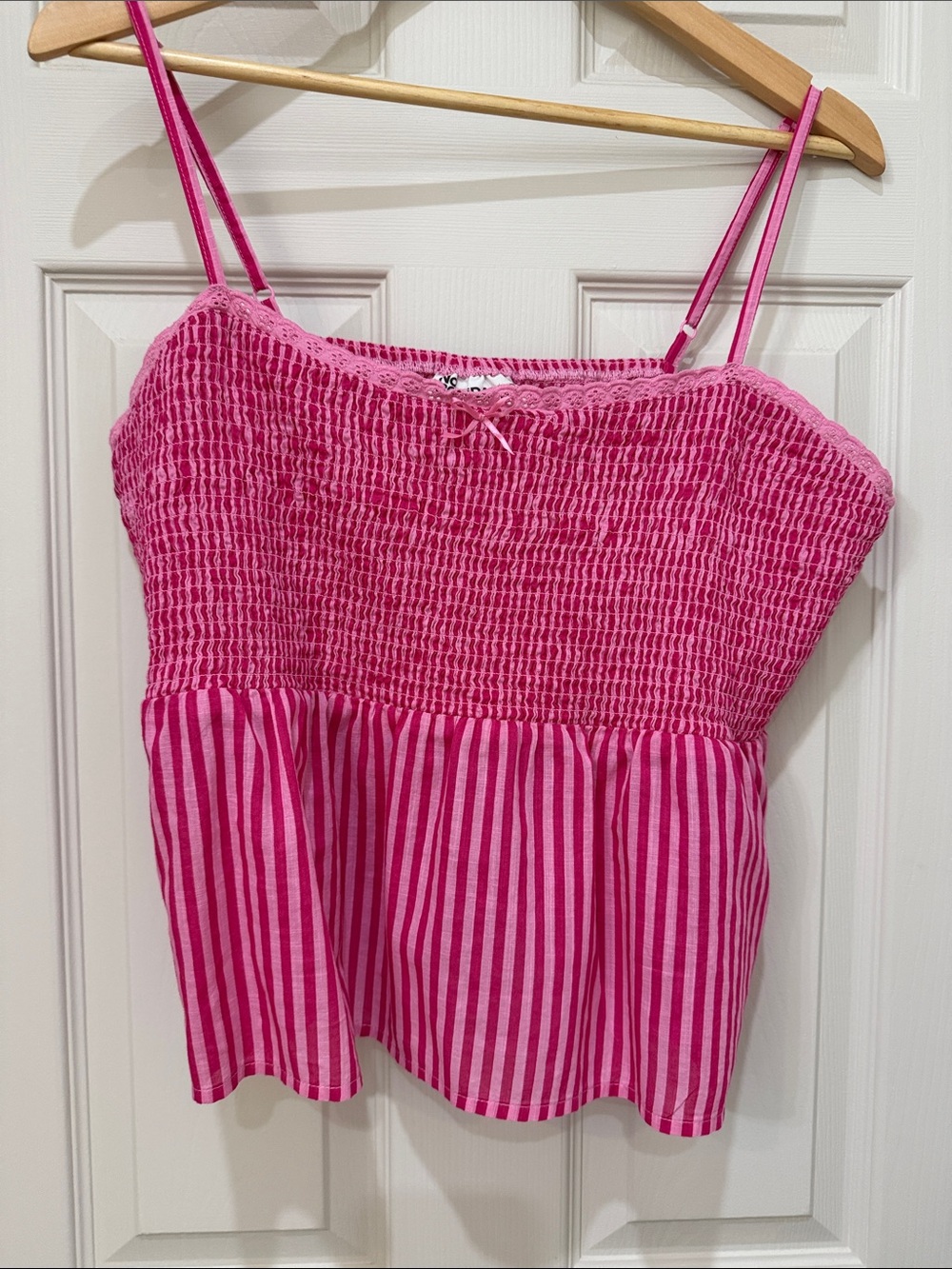 No Boundaries Hot Pink Smocked Striped Cami
